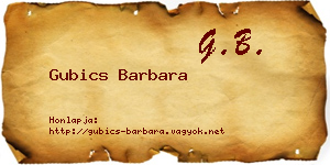 Gubics Barbara névjegykártya